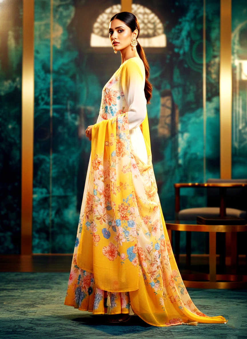 Elegant Floor-Length Anarkali Suit Set with Dupatta - Image 4