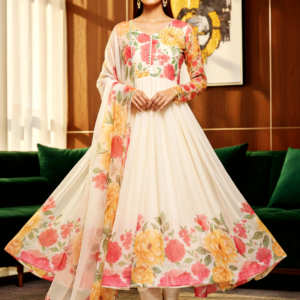 Elegant Floor-Length Anarkali Suit Set with Dupatta