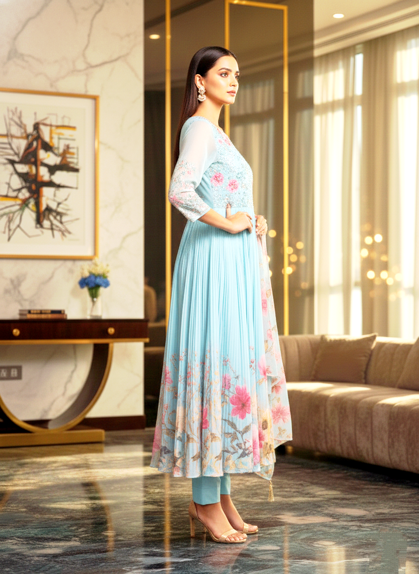 Anarkali-style floor-length gown - Image 2
