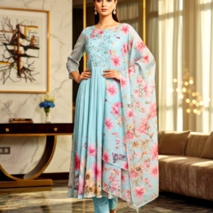 Anarkali-style floor-length gown